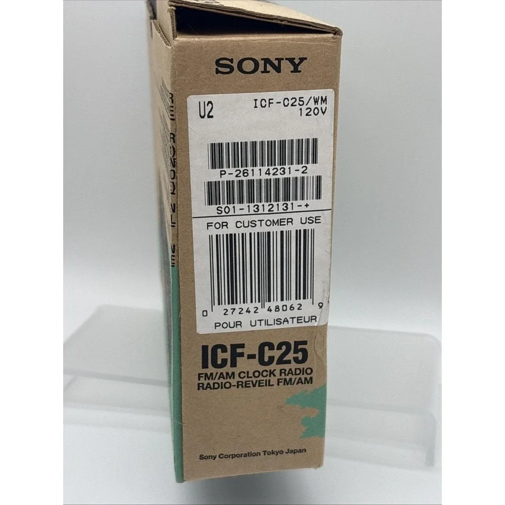 Sony Dream Machine Model ICF-C25 Clock Radio AM/FM Alarm White Vintage Open Box